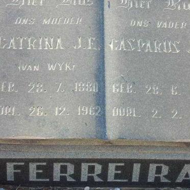 FERREIRA Casparus J.J.P. 1876-1963 &amp; Catrina J.F. VAN WYK 1880-1962