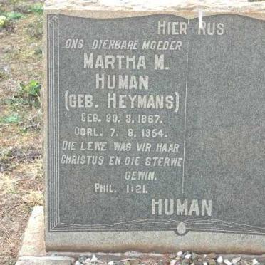 HUMAN Martha M. nee HEYMANS 1867-1954