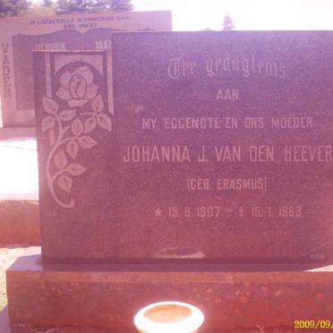 HEEVER Johanna J., van den nee ERASMUS 1907-1983
