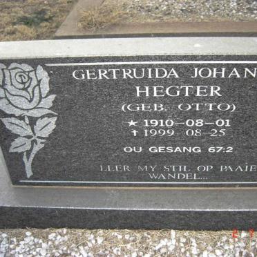 HEGTER Gertuida Johanna previously SLABBERT and MARAIS born OTTO 1910-1999