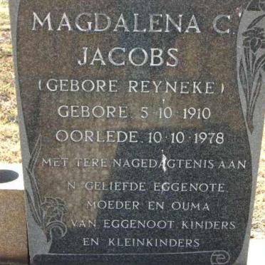 JACOBS Magdalena C. geb. REYNEKE 1910-1978