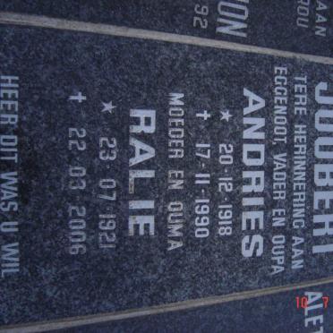 JOUBERT Andries 1918-1990 &amp; Ralie 1921-2006