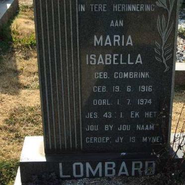 LOMBARD Maria Isabella geb. COMBRINK 1916-1974