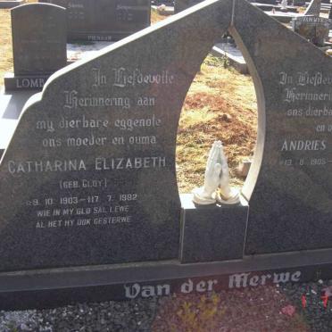 MERWE Andries Jacobus, van der 1905-1988 &amp; Catharina Elizabeth GLOY 1903-1982