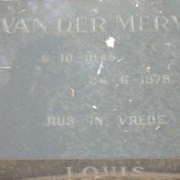 MERWE Louis, van der 1946-1978
