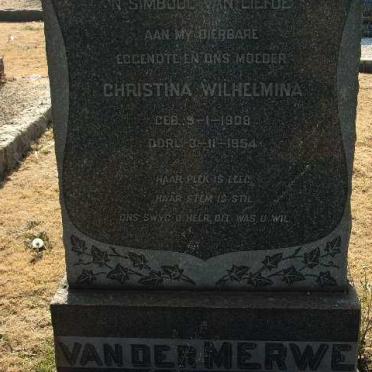 MERWE Christina Wilhelmina, van der 1908-1954