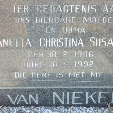 NIEKERK Janetta Christina Susanna, van 1906-1992