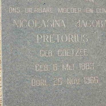PRETORIUS Nicolasina Jacoba geb. COETZEE 1883-1966