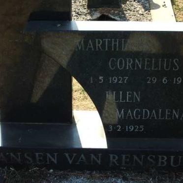 RENSBURG Marthinus Cornelius, Jansen van 1927-1982 &amp; Ellen Magdalena 1925-