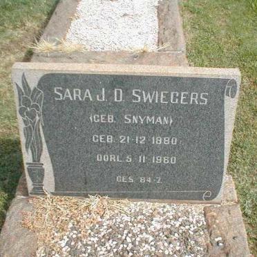 SWIEGERS Sara J.D. nee SNYMAN 1880-1960