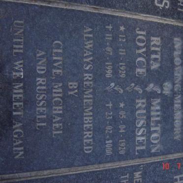 SMITH Milton Russel 1920-2000 &amp; Rita Joyce 1929-1990