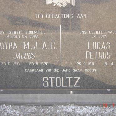 STOLTZ Lucas Petrus 1911-1985 &amp; Martha M.J.A.C. JACOBS 1910-1978