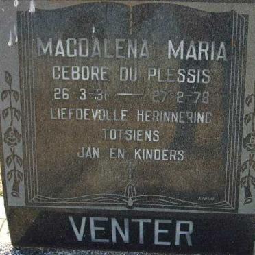 VENTER Magdalena Maria geb. DU PLESSIS 1931-1978