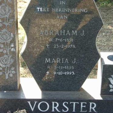 VORSTER Abraham J. 1891-1978 &amp; Maria J. 1895-1993