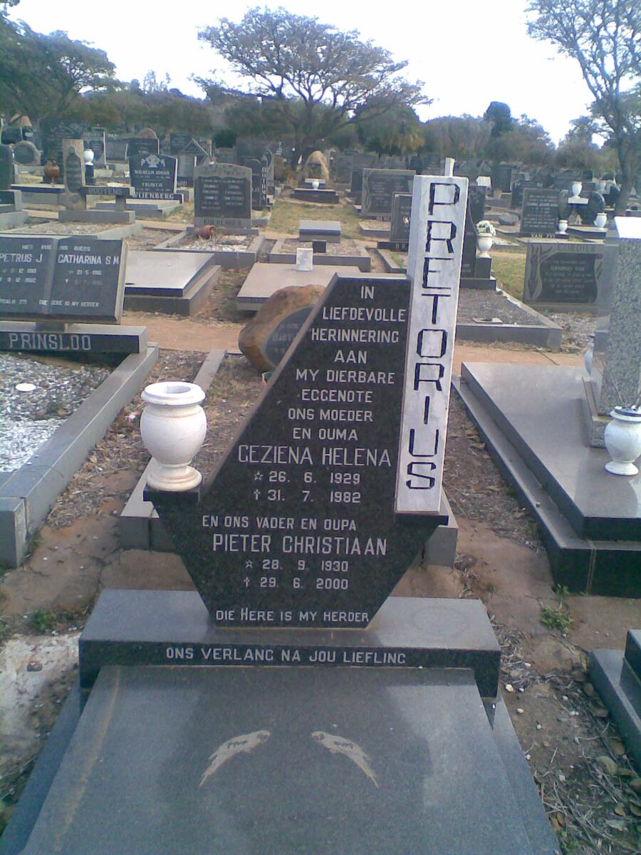 PRETORIUS Pieter Christiaan 1930-2000 &amp; Geziena Helena 1929-1982
