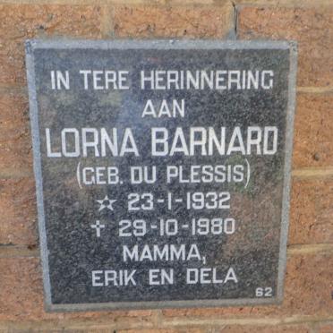 BARNARD Lorna nee DU PLESSIS 1932-1980