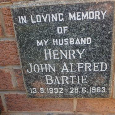 BARTIE Henry John Alfred 1892-1963