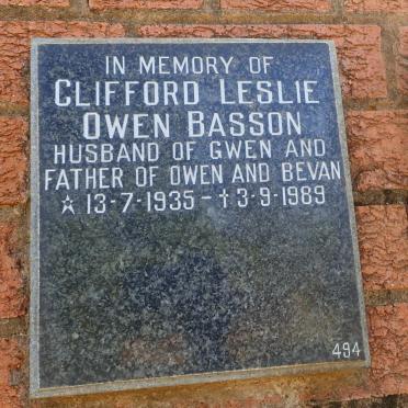 BASSON Clifford Leslie Owen 1935-1989