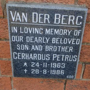 BERG Gerhardus Petrus, van der 1963-1986