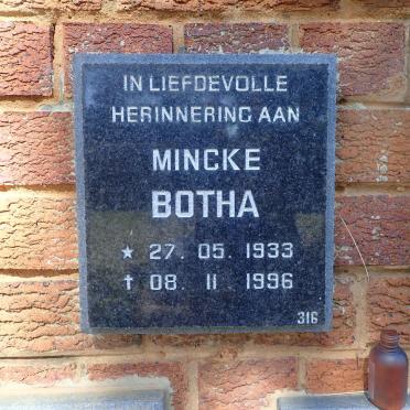 BOTHA Mincke 1933-1996