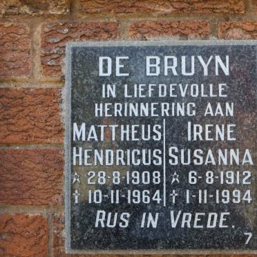 BRUYN Mattheus Hendricus, de 1908-1964 &amp; Irene Susanna 1912-1994