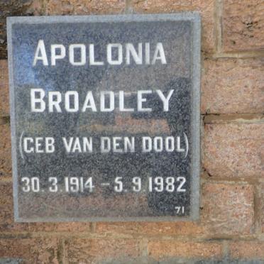 BROADLEY Apolonia nee VAN DEN DOOL 1914-1982