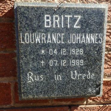 BRITZ Louwrance Johannes 1928-1989
