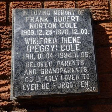 COLE Frank Robert Norton 1909-1976 &amp; Winifred Irene 1911-1984