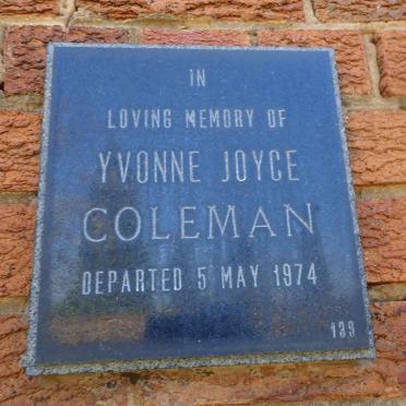 COLEMAN Yvonne Joyce -1974
