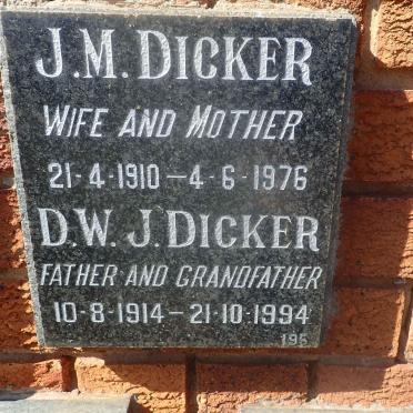 DICKER D.W.J. 1914-1994 &amp; J.M. 1910-1976