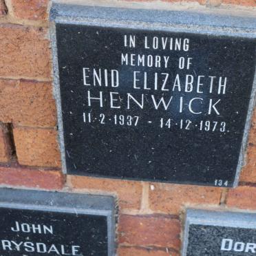 HENWICK Enid Elizabeth 1937-1973