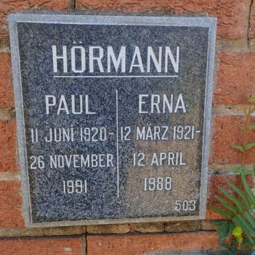 HORMANN Paul 1920-1991 &amp; Erna 1921-1988