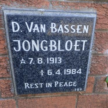 JONGBLOET D. Van Bassen 1913-1984