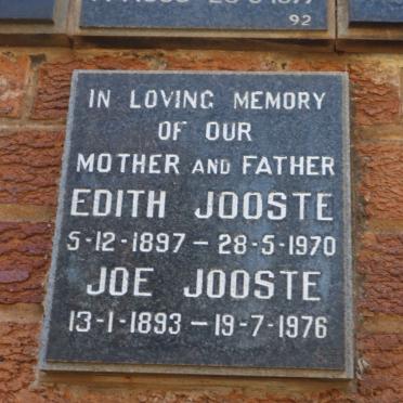 JOOSTE Joe 1893-1976 &amp; Edith 1897-1970