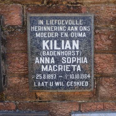 KILIAN Anna Sophia Magrieta nee BADENHORST 1897-1984