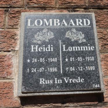 LOMBAARD Lommie 1938-1999 &amp; Heidi 1940-1996