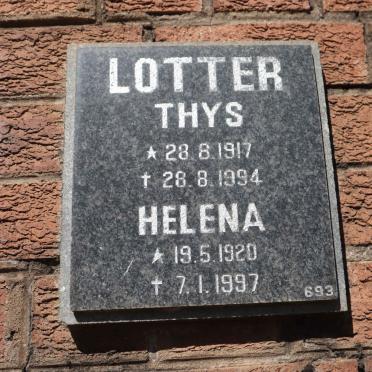 LOTTER Thys 1917-1994 &amp; Helena 1920-1997