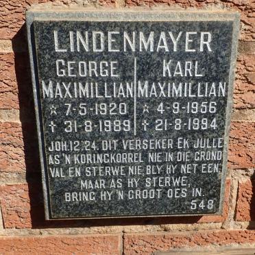 LINDENMAYER George Maximillian 1920-1989 :: LINDENMAYER Karl Maximillian 1956-1994