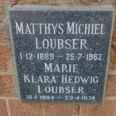 LOUBSER Matthys Michiel 1889-1962 &amp; Marie Klara Hedwig 1894-1974