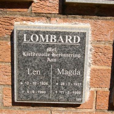 LOMBARD Len 1926-1990 &amp; Magda 1931-1999