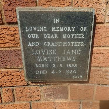 MATTHEWS Lovise Jane 1893-1980