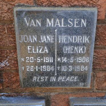 MALSEN Hendrik, van 1906-1984 &amp; Joan Jane Eliza 1911-1984
