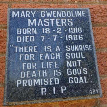 MASTERS Mary Gwendoline 1918-1986