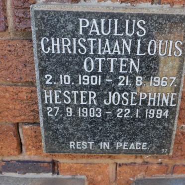 OTTEN Paulus Christiaan Louis 1901-1967 &amp; Hester Josephine 1903-1994