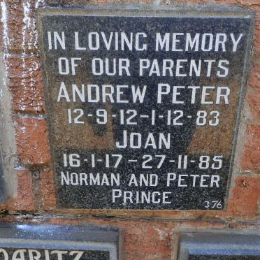 PRINCE Andrew Peter 1912-1983 &amp; Joan 1917-1985