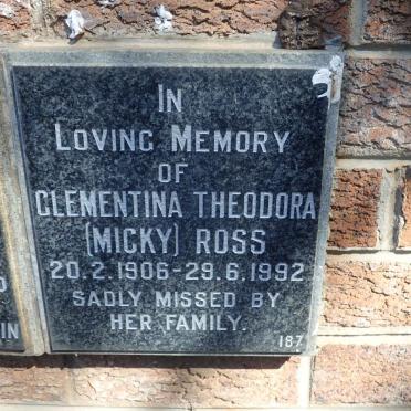 ROSS Clementina Theodora 1906-1992