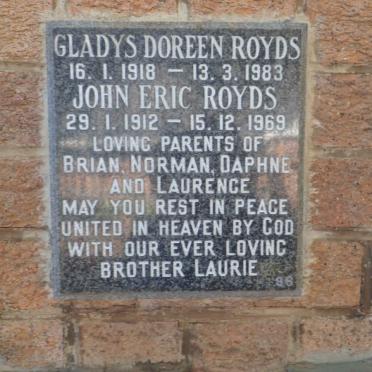 ROYDS John Eric 1912-1969 &amp; Gladys Doreen 1918-1983