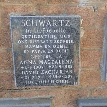SCHWARTZ David Zacharias 1912-1997 &amp; Gertruida Anna Magdalena 1907-1982