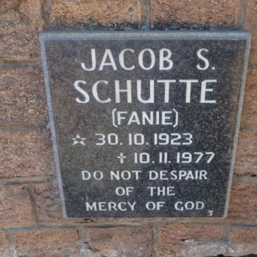SCHUTTE Jacob S. 1923-1977