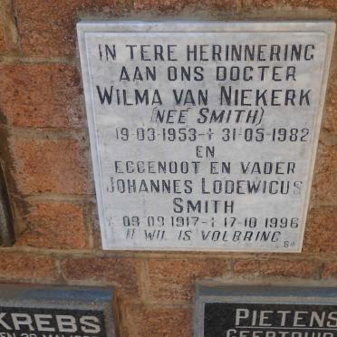SMITH Johannes Lodewicus 1917-1996 :: NIEKERK Wilma, van nee SMITH 1953-1982